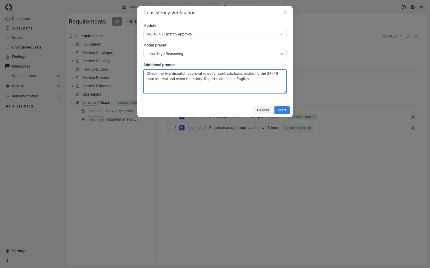 Check the dispatch approval rules